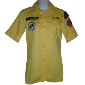 Vintage BSA Yellow Uniform Shirt Women 30 S With Patches Short sleeve #867‎